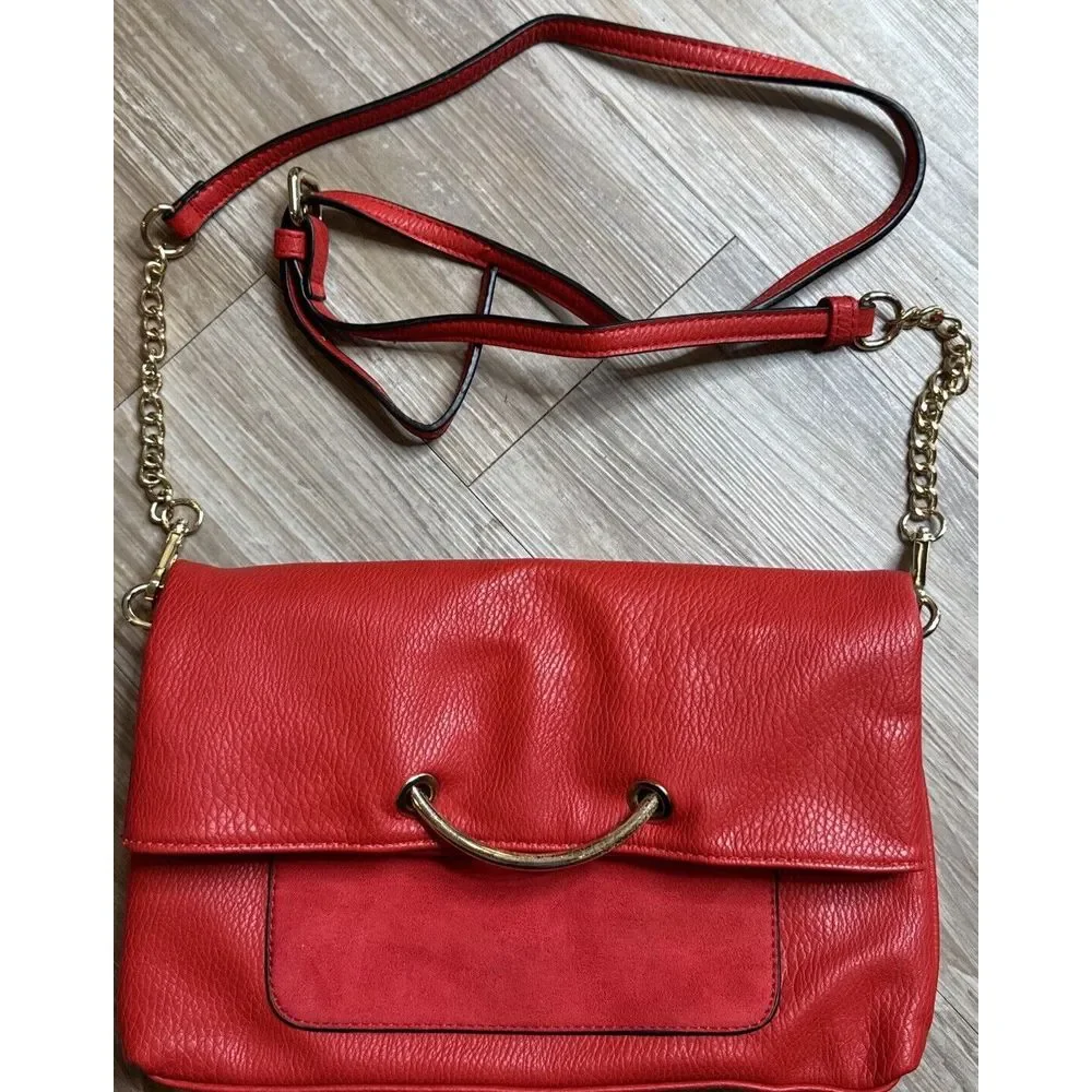 Sondra Roberts Squared Clutch Bag‎ And Shoulder Strap. Gold Accents. Good Cond.